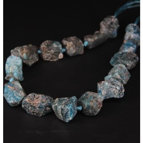 15.5"/strand Natural Rough Apatite Freeform Cut Nugget Gravel Loose Beads,Raw Blue Quartz Crystal Stone Chips For Jewelry Making