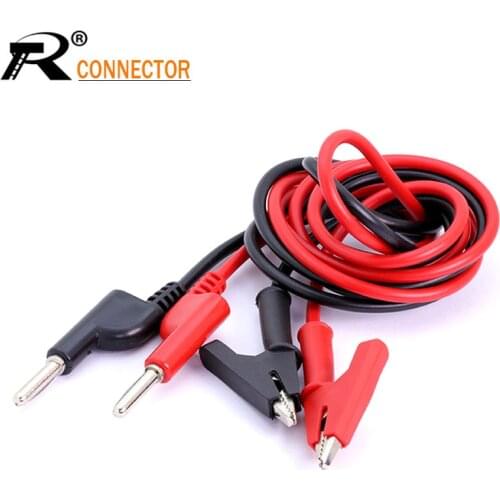 2pcs Test Line Silicone Banana Plug to Crocodile Alligator Clip Test Probe Lead Wire Cable Copper for electrical laboratory
