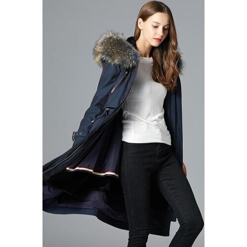 2020 Parka Real Fur Coat Female Rabbit Fur Liner Long Jacket Winter Coat Women Raccoon Fur Collar Warm Parkas MY4576