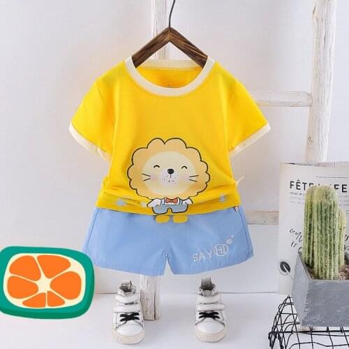2021 Summer Baby Boy Girl Clothes Children Cartoon Animal T Shirt Shorts 2pcs/Set Infant Cotton Causal Kids Fashion Sport Suit