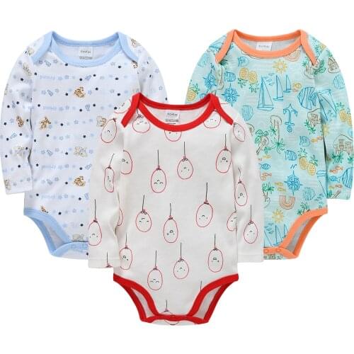 Infant Baby Boys Bodysuit Cute Cartoon 3PCS Newborn Baby Girl Boys Clothes Body Long Sleeve 100% Cotton Babys Underwear Pajamas