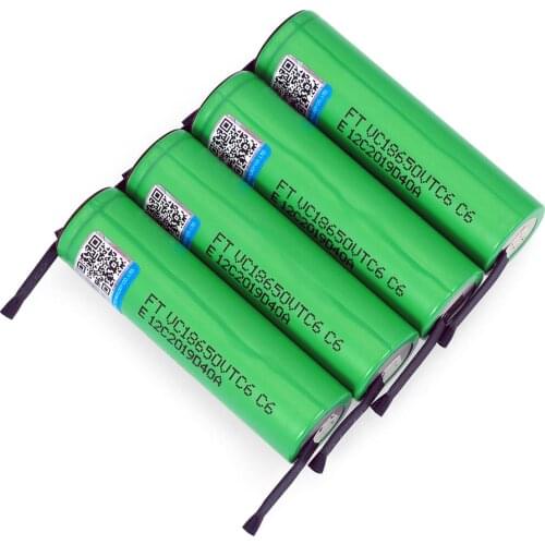 4PCS VariCore VTC6 3.7V 3000mAh rechargeable Li-ion battery 18650 for Sony US18650 30A continuous discharge+DIY nickel piece+box