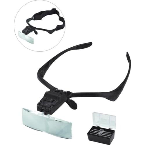 5 Lens 1.0X~3.5X band LED Eye Glasses Goggles Loupe Visor Magnifier lamp LED lights use for For Permanent Tattoo Accessories