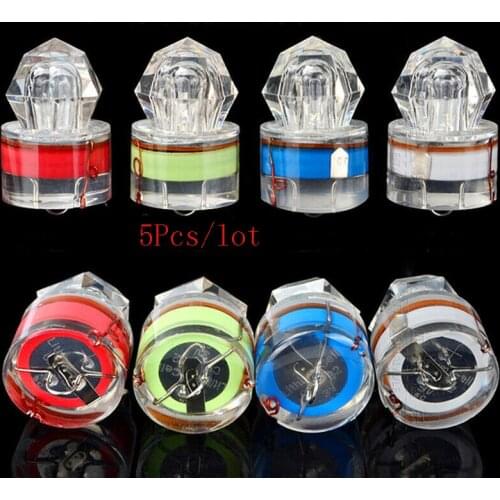 5Pcs/lot Mini LED Waterproof Fishing Bait Light Diamond LED Deep Drop Underwater Lure Light Flash Fishing Bait Lamp