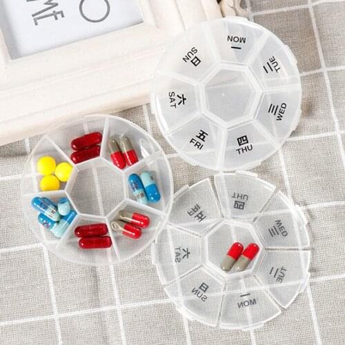 7 Days Portable Rotation Weekly Rotating Pillbox Healthy PP Medical Kit Travel Pill Case Medicine Box Drugs Pill Container