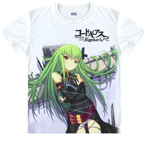 Anime Code Geass C.C, Zero Lelouch Vi Britannia T-Shirt Summer Tee Short Sleeve Tops Unisex Cosplay S-XXL