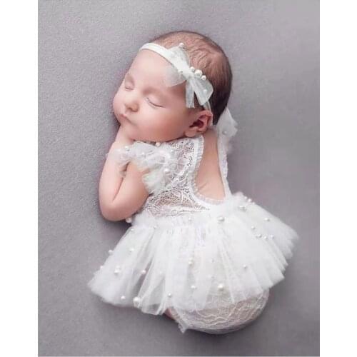 Newborn Photography Props Baby Girl Lace Romper Bodysuits Outfit Photography Clothing for First Picture Shooting Bebe Foto Gift
