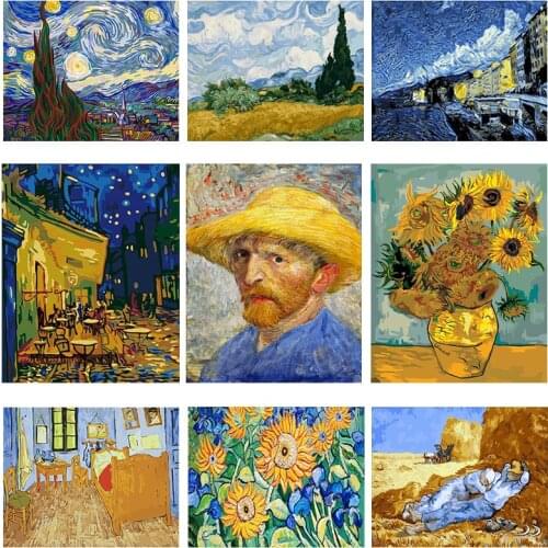 DIY Painting By Numbers Vincent Van Gogh Canvas Oil Painting Paints By Number Kit Art Picture Home Living room Decoration