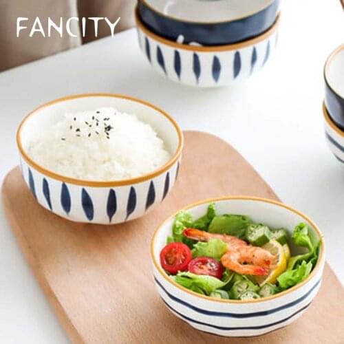 FANCITY Japanese style 4.5 inch rice bowl 6 pcs household single ceramic small bowl eating bowl tableware set