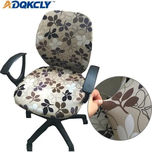 Hot Sale Floral Printed Spandex Computer Chair Cover 100% Polyester Elastic Backrest Cover+Seat Cover for Office Chair 18 color