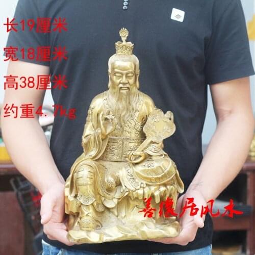 HOT SALE LARGE -Bring in wealth GOOD LUCK HOME office TOP Money Drawing Mascot # Taoism Lord Lao Zi FENG SHUI Brass statue