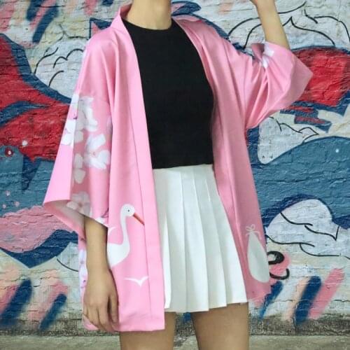 Kimonos Woman Samurai Costumes Japanese Style Girl Printed Crane Yukata Kimono Harajuku Shirt Japan Embroidery Haori Cardigan
