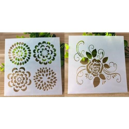 2pc Stencils Flower Drawing DIY Scrapbooking Diary Photo Album Decorative Coloring Embossing Accessories Cake Painting Template