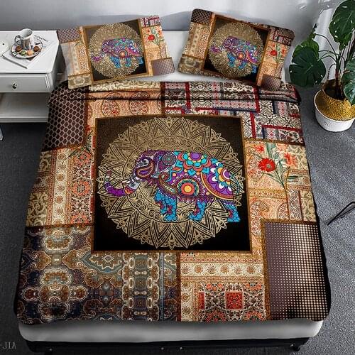 Bohemian Bedding Set Luxury Duvet Ethnic Mandala Pattern Bed Cover Set King Size Double Printed Home Textile 3pcs