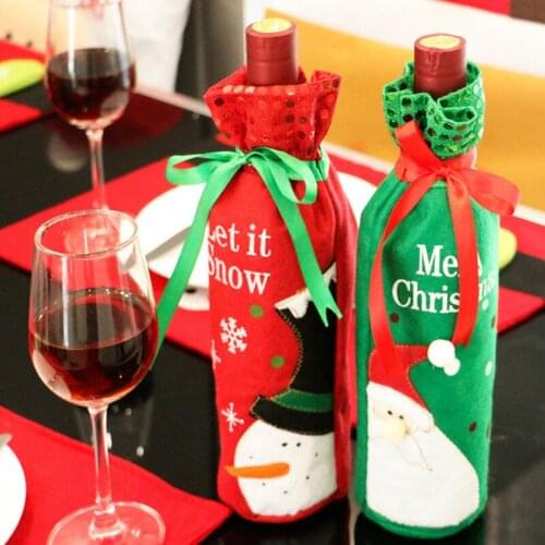 Red/Green Santa Claus Snowman Wine Bottle Cover Gift Bags Christmas Decorations For Home Xmas Dinner Party Table Gift Holders
