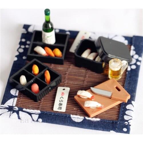 Doll House Mini Food Play with Kitchen Dining Accessories BJD Surrounding Scene Bento Plate Mat Sushi Plate Accessories