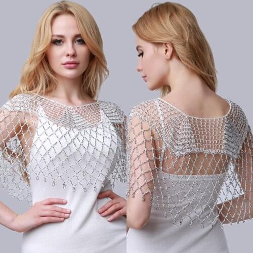 Summer Beach Women Shawls Handmade Beads Wraps Hollow Out Short Female Mini Mesh Shawl Cover Up Free Size