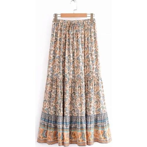 2021 Summer European and American Womens Wear Emily Positioned Printed Loose Waist Tie Skirt