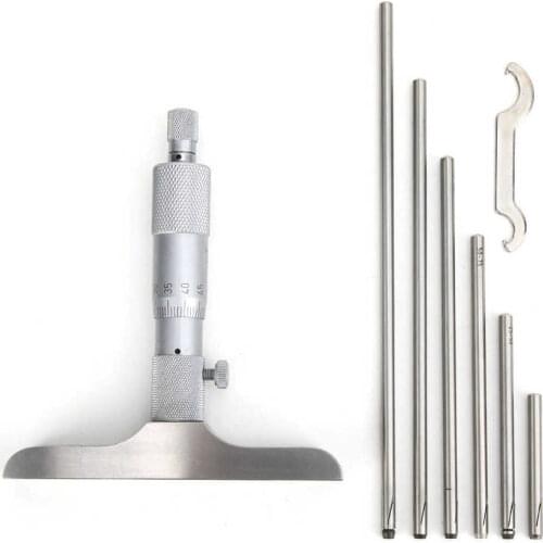 High Accuracy 0 01mm Depth Gauge Micrometer with Flat Probe Interchangeable Rod