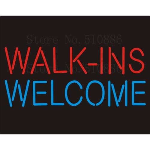 Custom NEON Sign Board Walk-ins Welcome Business Glass Tube Bar Pub Club Display Store Shop Light Signboard Signage Signs 17*14"
