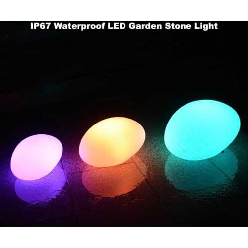 Outdoor Glow Cobblestone Shape Garden Decor Lights RGB Remote Control Waterproof Landscape Night Lights for Lawn/Patio/Path/Deck