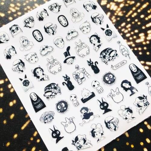Newest TSC-278 series black white designs 3d nail art sticker nail decal accessories