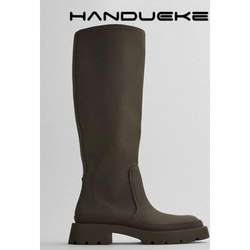 2020 New Fashion Long Women Boots Chunky Heel Platform Women Knight Boots Winter Round Toe INS Style Women Western Boots