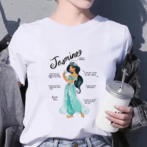 Disney Women T Shirt Clothes For 2020 Shy Jasmine Princess Printed Tshirt Aesthetic Y2k Fashion Versatile Beautiful Tshirt