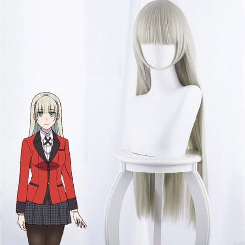 Japanese Anime Kakegurui Cosplay Wig Momobami Ririka Cosplay Wig Long Straight Yellow White Hair Synthetic wig Party Wig Hair