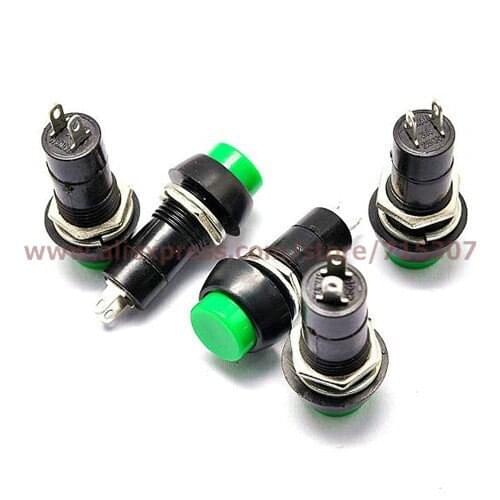 PHISCALE 20pcs Green Self-locking Push Button Switch ON-OFF PBS-11A normally open 12mm