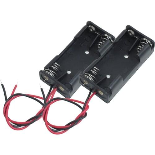 FULL-2 Pieces 2 Pin Black Plastic 2 x 1.5V AAA Battery Cell Case Holder