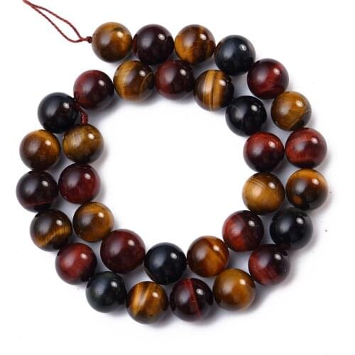 Natural Stone 3Colors Mixed Tiger Eye Agates Beads for Jewelry Making Necklace Bracelet DIY 4 6 8 10 12mm