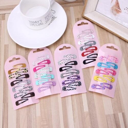 Simple adorable 10 Pcs Cute Colorful Metal Snap Clips Hair Pin Girls Hair Clips Kids Accessories Barrettes Headwear Hairpins