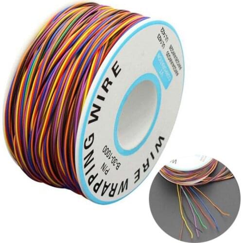 30AWG Wrapping Wire 0.25mm Tin Plated Copper 8 color Wire Wrap Cable Jumper Wire Cable for Motherboard LCD Display Test Cable