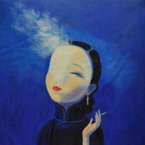 Hand painted oil painting Modern Wall art Picture Chinese contemporary Art Liu Ye Smoking Woman Paintings Canvas Home decor