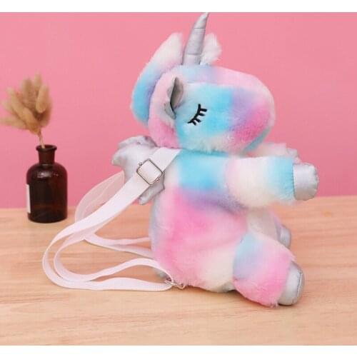 Fashion Cute Unicorn Horse Backpacks Plush Toys Kawaii Stuffed dolls Kids Girls School tourism Bags Birthday Christmas Gift