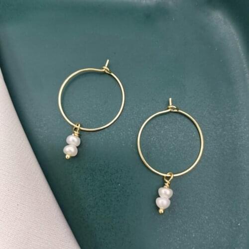 New Gold Hoop Mini Freshwater Pearls Earrings Fashion Jewelry Good Quality Boucles D'oreilles 14K Gold Filled BOHO Earrings