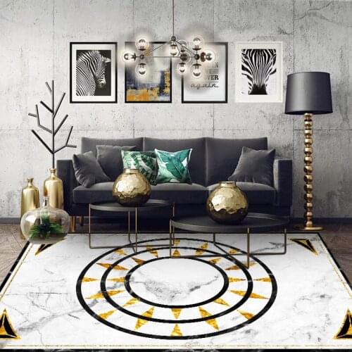 Modern Nordic Minimalist Marble Patterned Sunflower Living Room Bedroom Bedside Carpet MatCustom Size