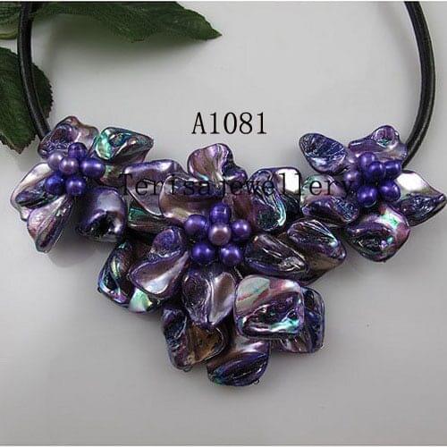 Wedding Jewelry White Shell Mop Flower Natural Pearl Mixes Necklace 18'' Wedding Party Gift Hot sale New Free Shipping