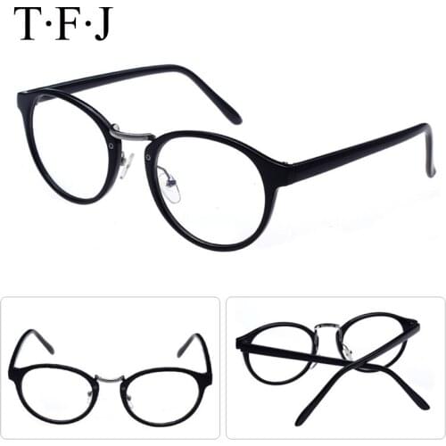 TFJ Retro Round Eyes Glasses Frame Men Women Ultra Light Vintage Myopia Eyeglasses Frame Plain Lens oculos de grau femininos