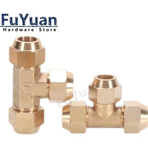 1pcs Flared Brass Type T Tee Pipe fittings 6/8/10/12/14mm Tube connector Fitting Air Conditioning Extension Tool Adapter