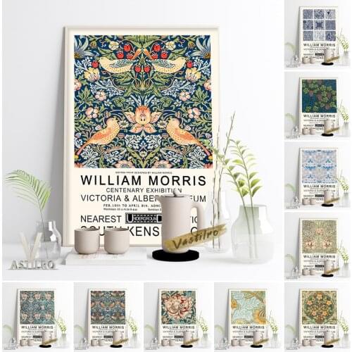 William Morris Exhibition Museum Poster Botanical Fabric Designs Enthusiast Gift Arts Crafts Movement Wall Stickers Home Decor