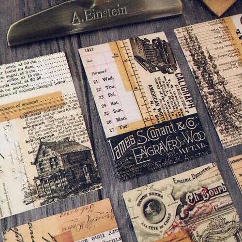 8Pcs Vintage Stickers Tim Holtz Style Retro Background Scrapbooking Material Paper Decorative Junk Journal Album Craft Stickers