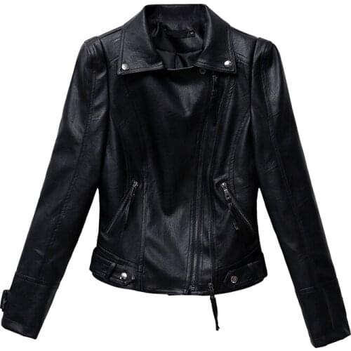 2020 New Autumn Women Pu Leather Jacket Woman Zipper Short Coat Female Black Punk Bomber Faux Leather Outwear spring Blazer