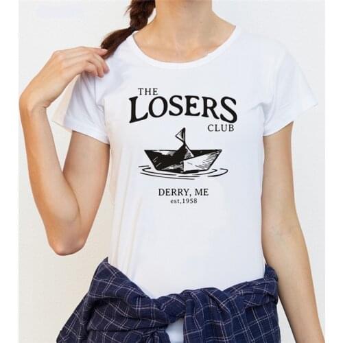 Womens short-sleeved new fashion T-shirt The Losers Club Pennywise T-shirt printed alphabet female top T-shirt