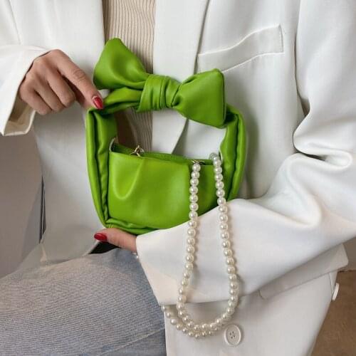 Women 2021 Top Handle Crossbody Bags Summer Fashion Luxury Shoulder Bag Designer Pearl Chain Bag PU Material Ladies Hand Wallet