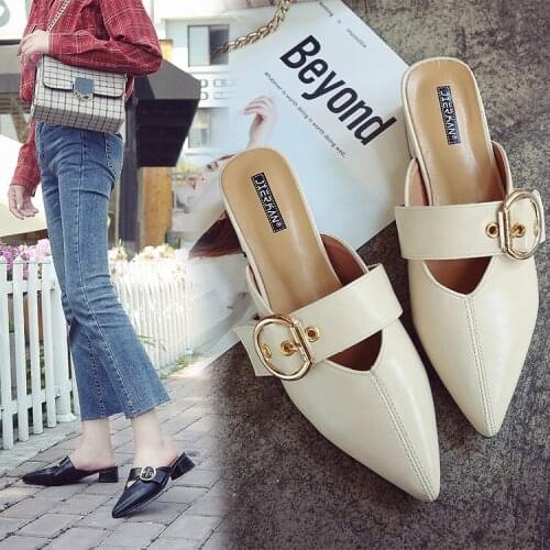 2021 New Slippers Women Wear Belt Buckle Tip Heel Slippers Women Lazy Shoes Women Shoes High Heels Sexy Heels Women