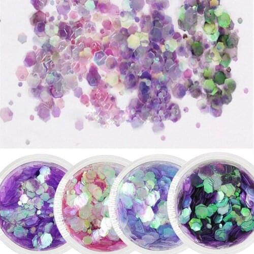 1Box 10ML Sequin Unicorn Chunky MIX Glitter Face/Body Nails Art Gems Beauty Accessories 4 StyleS Holographic Hexagone Glitter
