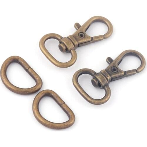 13mm Bronze Metal Adjuster Swivel Slide Spring Clasps,Dog Collar Purse Hardware Making Backpack D Rings Webbing Handbag Supplies