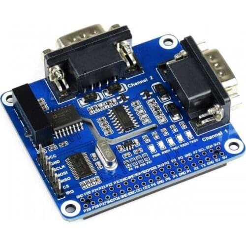 2-Channel Isolated RS232 Expansion HAT For Raspberry Pi, SC16IS752+SP3232 Solution,With Multi Onboard Protection Circuits